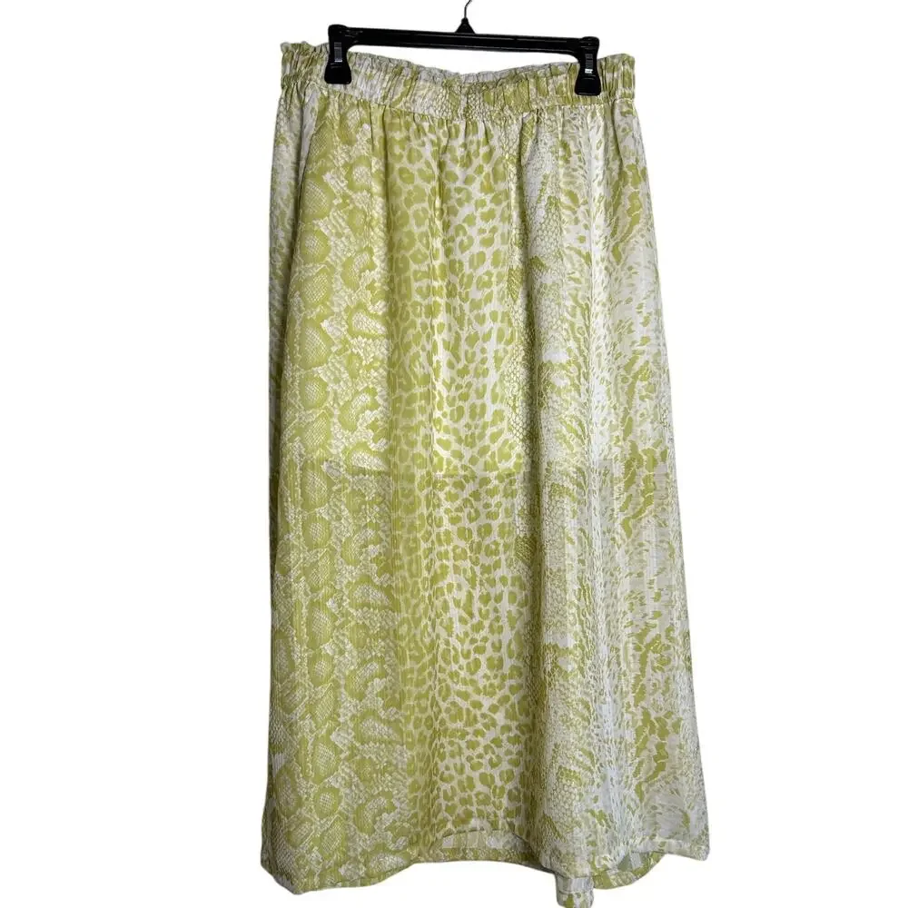 ALLSAINTS NWT $229 Clara Noche Lime Green Snake Print Midi Skirt Size 10